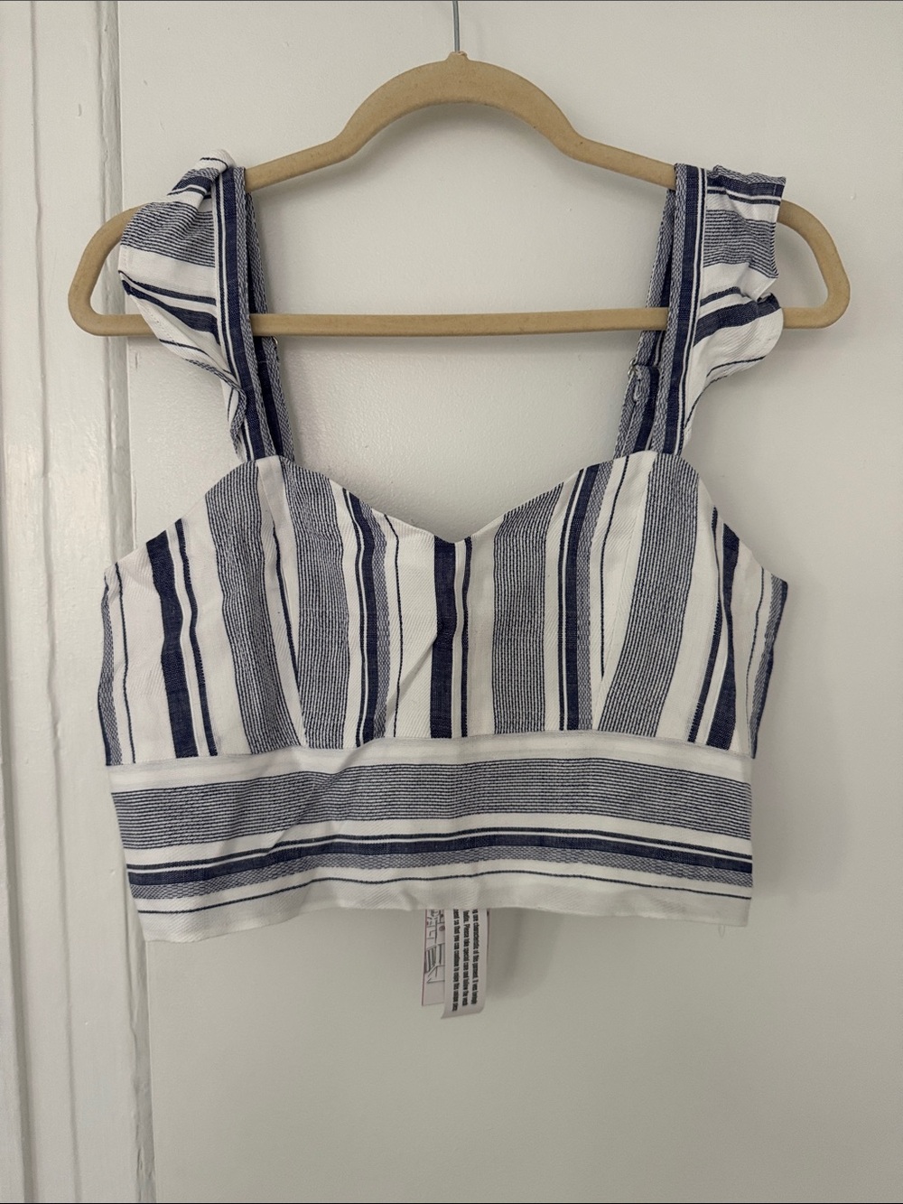 Parker Navy and White Striped Crop Bustier Top